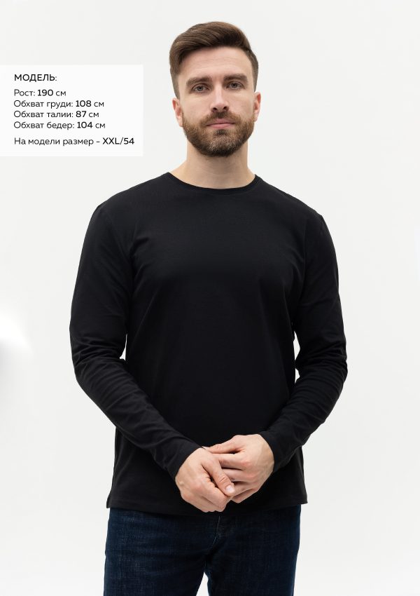 Лонгслив STAN хлопок/эластан 180, 35, Чёрный Лонгслив STAN хлопок/эластан 180, 35, Чёрный