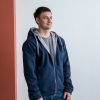 Толстовка мужская с капюшоном на молнии сэндвич 320, Бордовый меланж