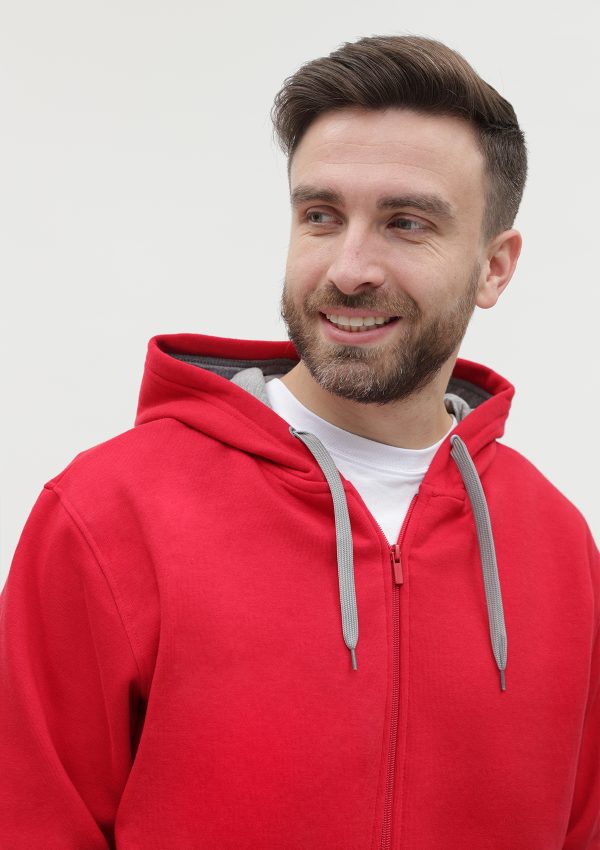 Толстовка мужская STAN с капюшоном на молнии футер с начёсом 280, 17, Красный Толстовка мужская STAN с капюшоном на молнии футер с начёсом 280, 17, Красный
