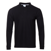 Рубашка поло унисекс STAN длинный рукав хлопок 185, 104LS, цвет Чёрный